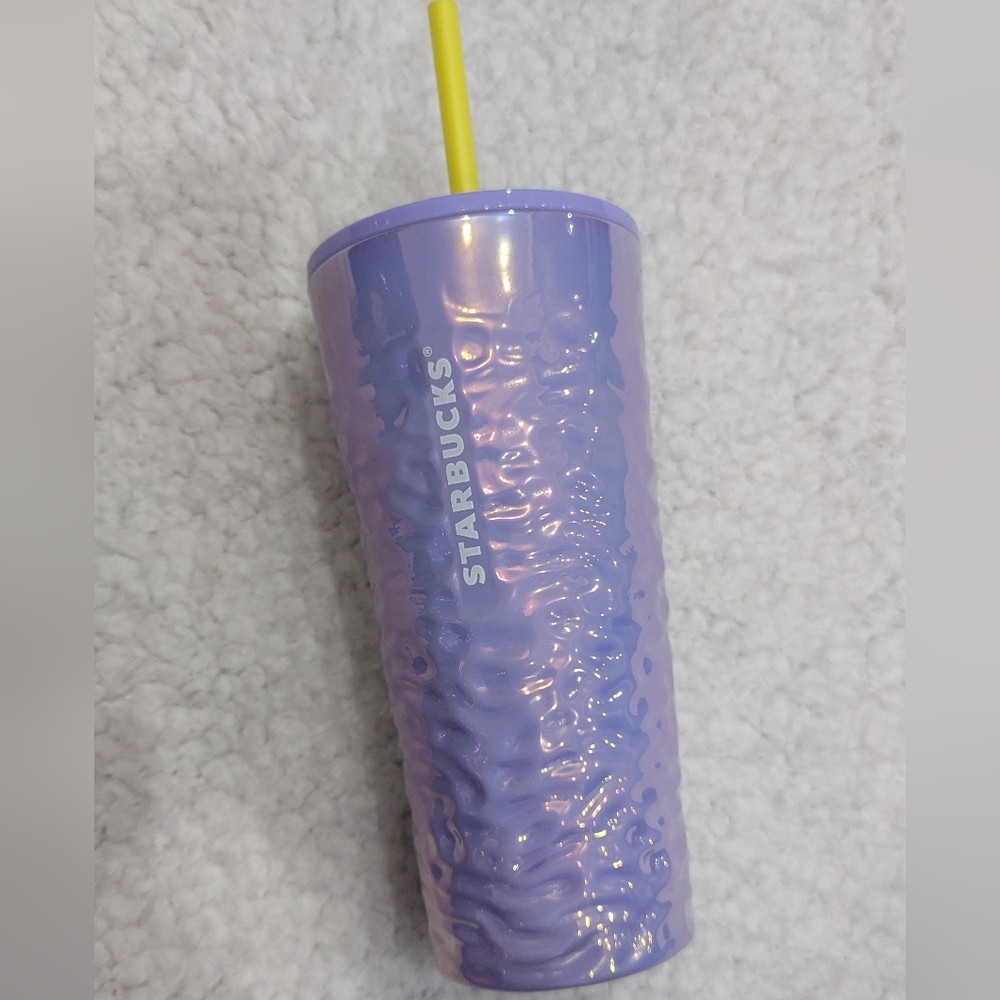 Starbucks Lavender Tumbler with Bright Yellow Straw